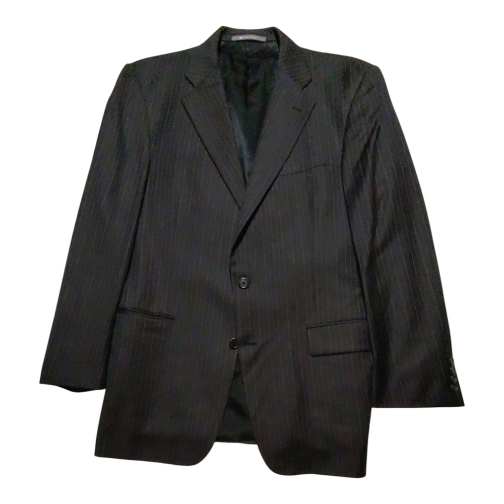 Hickey Freeman Wool Sport Coat Blazer Mens 40R Dark Brown Pinstripe Jacket EUC